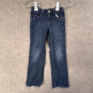 Levi's Girls Dark Wash Sz 6 Slim Straight Jeans Heart Pocket‎ Elastic Waist